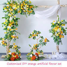 Diy wedding arch artificial flowers. Customized Diy Orange Artificial Flower Row Wedding Arch Floral Yellow Flower Arrangement Decor For Home Party Event Photo Props Artificial Dried Flowers Aliexpress