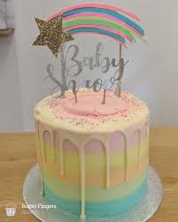 Butter Fingers Bakery Tasty Homemade Cakes Baked Freshly In Matlock Baby Reveal Cakes Baby Shower Cakes Neutral Rainbow Birthday Cake