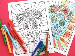 Size this image is 60502 bytes and the resolution 398 x 512 px. Free Halloween Printable Day Of The Dead Sugar Skull Colouring Page My Poppet Makes