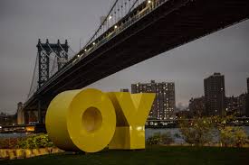 The new york times, new york, ny. Oy Or Yo Sculpture With Something To Say Lands At Brooklyn Bridge The New York Times