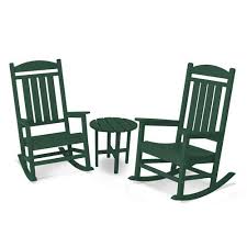 Polywood Polywood Presidential 3 Pc Rocker Set In Green Pws109 1 Gr Bellacor In 2020 Outdoor Rocking Chairs Rocking Chair Set Teak Patio Furniture