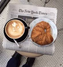 Kaffee Mit Croissant Und New York Times Coffee Breakfast Food Coffee Photography