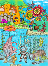 Art By Tatiana Stolova Bogema Nice Little Town 7 Digitally Colored Using Pigment App On Ipad Pro In 2020 Coloring Books Coloring Pages Coloring Book Pages