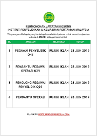 * penolong jurutera ja29 * penolong pegawai sains c29 * penolong pegawai farmasi u29 * penolong pegawai perubatan u29 * penolong pegawai teknologi maklumat fa29 * pembantu pustakawan s19 * pembantu penyediaan makanan n19. Perak Press Jawatan Mardi Perak Permohonan Jawatan Facebook