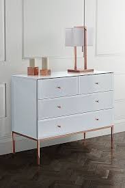Stiletto Toughened White Glass And Rose Gold Chest Of Drawers My Furniture Chest Of Drawers Rose Gold Room Decor Gold Room Decor Room Decor Bedroom Rose Gold