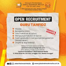 Guru mdta (guru ngaji) 2 orang. Guru Tahfidz Di Yayasan Pendidikan Jabal Rahmah Mulia Informasi Lowongan Kerja Medan 2021 Terbaru Hari Ini