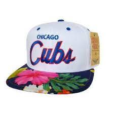 Chicago Cubs Snapback Hat Mlb Cap Custom Snapback With Hawaiian Floral Print Fabric Limited Editi Hawaiian Floral Print Snapback Hats Floral Print Fabric