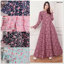 Gamis set hijab cuma 𝟭𝟱𝟬.𝟬𝟬𝟬. Contoh Model Gamis Motif Bunga Radea