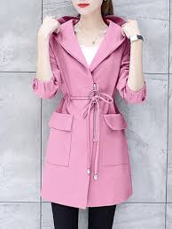 Berrylook Berrylook Hooded Drawstring Flap Pocket Plain Trench Coat Adorewe Com Clothes Trench Coat Coat