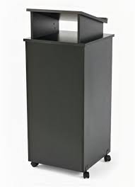 It has an all steel construction, and perforated column detail. Wheeled Floor Standing Podium Adjustable Shelf Post Up Stand