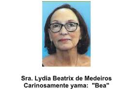 Aurora Funeral Home ta anuncia fayecimento di Sra. Lydia Beatrix de  Medeiros carinosamente yama: "Bea"