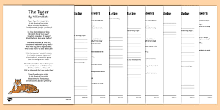 The Tyger Poetry Reading Comprehension Activity English