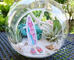 Surfboard Terrarium Glass Globe Hanging Terrarium Kit With Airplant Home Decor Beach Decor Flip Flops Gift Ide Beach Diy Terrariums Kits Beach Crafts