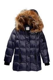 Chelsea Faux Fur Hooded Gloss Down Coat Big Girls