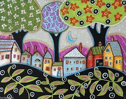 Karla Gerard Original Canvas Painting Canvas Painting Folk Art Painting