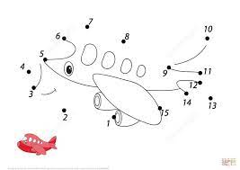 Cartoon Aircraft 1 15 Dot To Dot Free Printable Construction Theme Preschool Connect The Dots Transportation Preschool