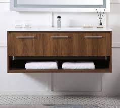 This monterey floating vanity offers a clever design where all four drawers are useable with loads too many bathroom vanities have wasted drawers and cabinet space due to the plumbing being in. Evanna 48 Single Sink Floating Vanity With Doors Pottery Barn