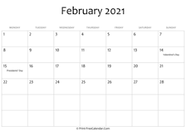 You can personalize the calendar before you print it. February 2021 Calendar Templates