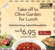 But honestly, you can't say no to their bread sticks! Olive Garden Unlimited Soup Salad And Breadsticks For 6 95 Olive Garden Coupons Yummy Lunches Free Printable Coupons