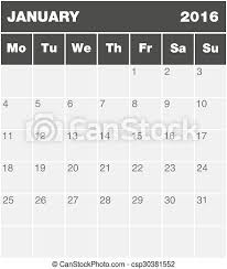 Telugu calendar january, 2016 showing telugu festivals and holidays in andhra pradesh & telangana. Classic Month Planning Calendar January 2016 Classic Month Planning Calendar In English For January 2016 Monday To Sunday Canstock