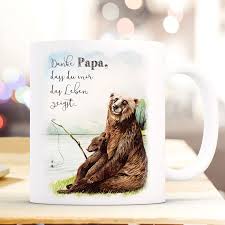 Tasse Becher Bär Bärenpapa Papa Mit Junges Angeln Spruch Danke