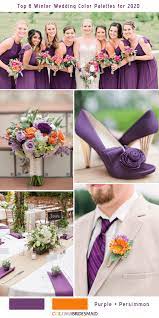 Top 8 Winter Wedding Color Palettes For 2020 Purple Winter Weddings Wedding Colors Winter Wedding