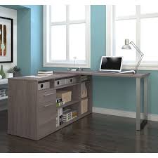 Product title techni mobili classic computer desk with drawers, grey average rating: Solay L Shaped Desk In Bark Gray Walmart Com Walmart Com