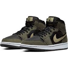 Womens Nike Air Jordan 1 Mid Black And White Jordan 1 Mid Black Trooper Sequoia Women S Shoe Hibbett City Gear Jordan 1 Mid Chic Sneakers Jordan 1