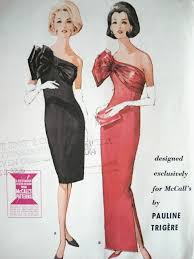 1960s Classy Pauline Trigere One Shoulder Slim Evening Gown Dress Pattern Lovely Large Sho Vintage Dress Patterns Sheath Dresses Pattern Evening Dress Patterns