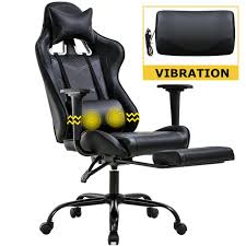 Memory foam pad with microfiber cover. Gaming Chair Racing Office Chair Ergonomic Desk Chair Massage Pu Leather Recliner Pc Computer Chair With Lumbar Support Headrest Armrest Footrest Rolling Swivel Task Chair For Women Adults Black Walmart Com