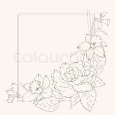 Rose And Narcissus Flowers Corner Stock Vector Colourbox Great care has been taken in the digitizing of this hand drawn floral illustration to maintain the your design must not be used or sold in a way that is directly in competition with the original.