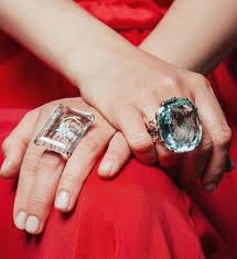 Two Gigantic Rings The Rectangular One In Rock Crystal Covering A Diamond Star Circa 1970 S The Other In Aquam Aquamarine Jewelry Gold Rings Gold Ring Stack