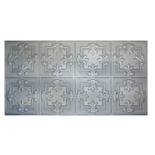 Gorgeous antique vintage look ceiling. Global Specialty Products Dimensions 2 Ft X 4 Ft Glue Up Tin Ceiling Tile In Metallic Nickel 321 52 The Home Depot