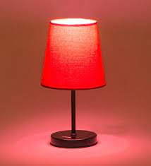 This desk lamp comes with 2 usb charging ports( makes it very convenient to charge your mobile phone, tablets, etc. Lighto Flavors Small Table Lamp With Red Shade By Lighto Online Table Lamp Red Lamp Shade Small Table Lamp