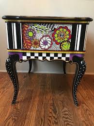 One Of Kind Hand Painted End Table Funky Painted Furniture Painted Furniture Western Furniture