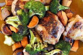 Roasted Sheet Pan Chicken Sweet Potatoes And Broccoli Sheet Pan Dinners Pan Chicken Chicken Sweet Potato