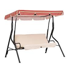 Ausrüstung ab 50 € portofrei! Sunjoy 2 Seat Porch Swing With Adjustable Canopy Steel Frame Red A215000105 Rona