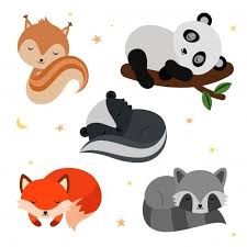 Adorable Flat Sleeping Animals Set Sleeping Animals Animal Illustration Kids Animal Clipart