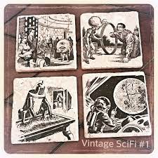 Great for grandparents who are always looking for a hand stamped tumbled marble tile coasters | etsy. New Tumbled Marble Coasters Vintage Scifi Vintage Marble Coasters Sci Fi