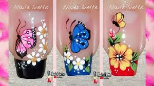 Imagen para colorear para una hermosa mariposa. 3 Decoracion De Unas Flores Y Mariposas Disenos De Unas Flores Y Maripos Arte De Unas Con Puntos Arte De Unas De Pies Unas Con Flores