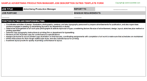 Advertising Production Manager Job Descriptions