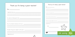 Here is a sample template you can use to write a parent letter for teacher appreciation week. Thank You Teacher Appreciation Writing Template