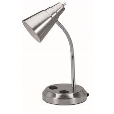 V Light Charging Outlet Cfl Desk Lamp With 2 Grounded 2 5a Power Outlets And Adjustable Gooseneck Arm Brushed Nickel Finish Walmart Com Walmart Com