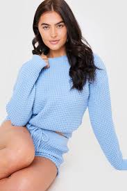 Maybe you would like to learn more about one of these? Blue Knitted Jumper And Shorts Lounge Set In The Style