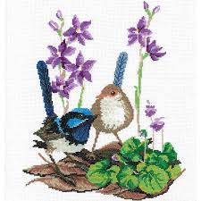 Find this pin and more on cross stitching by loretta oliver. Dmc Blue Wrens And Sun Orchids Cross Stitch Kit By Helene Wild 27cm X 32 5cm Advanced Kit