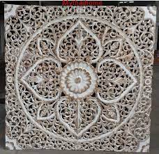 71 Large Rustic King Size Bed Reclaimed Teak Wood Bohemian White Headboard Mandala Craved Wooden Panel Wall Art Lotus Flower Decorative Bohemian Headboard Thai Wall Art Wooden Wall Art Panels