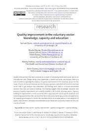 PDF) Quality Improvement in the Voluntary Sector: Knowledge, Capacity and  Education.