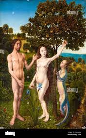 Hugo van der Goes, The Fall of Man, (Vienna Diptych), Adam and Eve,  painting, 1470-1475 Stock Photo - Alamy
