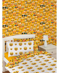 This Fun Emoji Wallpaper Features A Collection Of All Your Favourite Emoji Faces Including Winky Face Bedroom Themes Wall Decor Bedroom Kids Bedroom Wallpaper