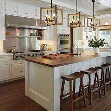 It could be used as either a high top table that could seat 6 or. Tzoe Farmhouse Kitchen Island Pendant Lighting Fixtures White Oak Wood Color Black Metal Finish 4 Light Rustic Chandelier Pricepulse